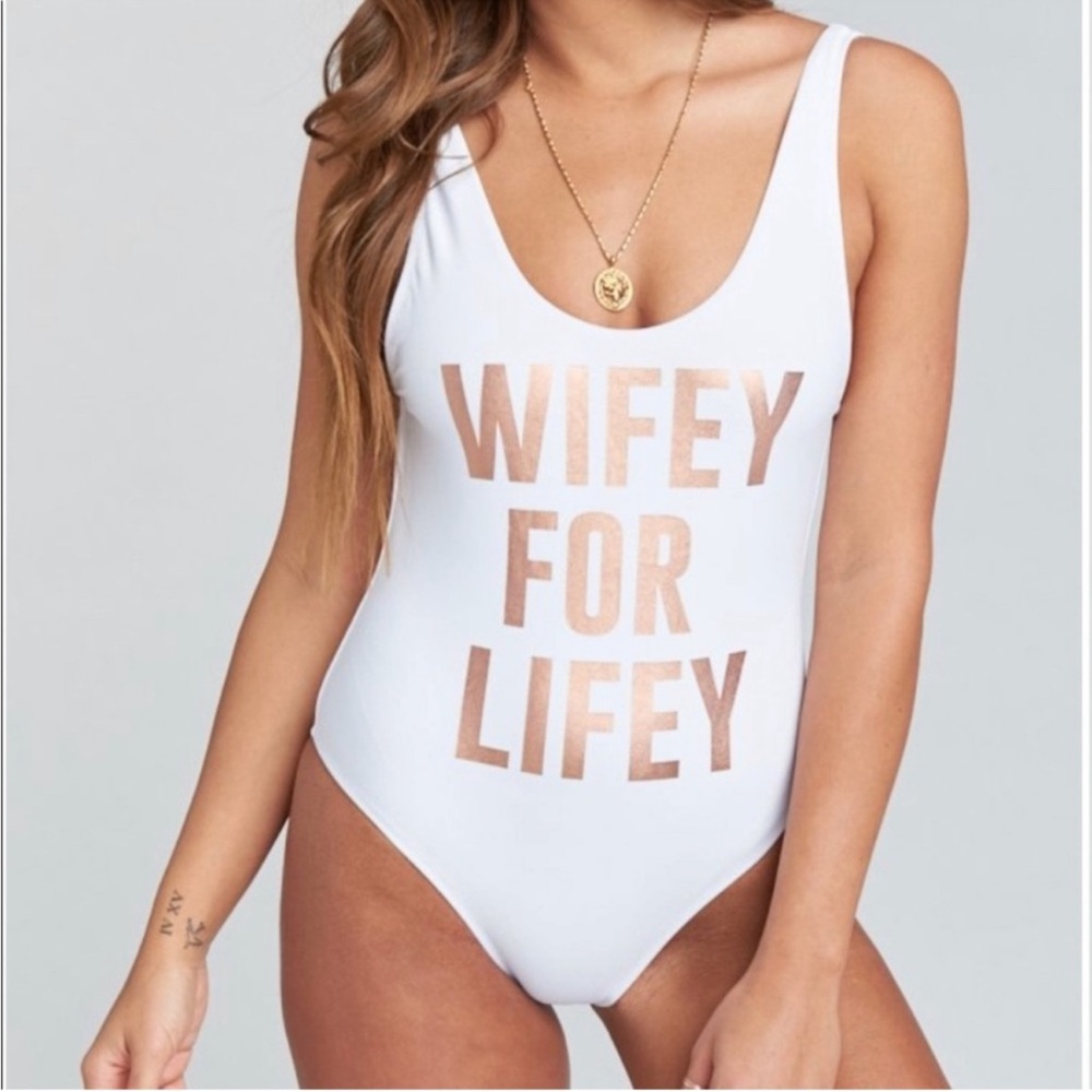 Show Me Your MuMu White 'Wifey For Lifey' Topanga tank one piece